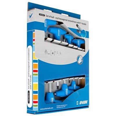 Unior 609337 T-Handle HEX Key Set - 7pcs, Ball End, Professional Quality