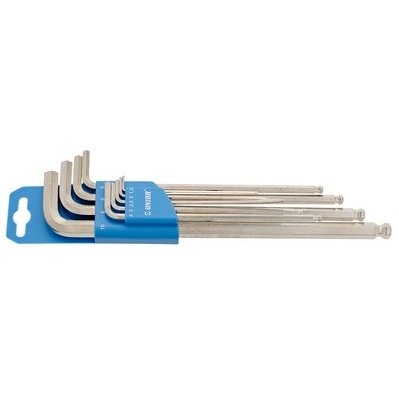 Unior 9-Piece Long Ball-End Hex Wrench Set for Bicycles