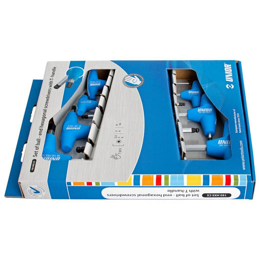 Unior Box-Set of BALL END, T-Handle HEX Allen Keys 7pcs 609337