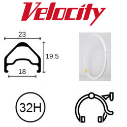 Velocity A23 Gold Rim - 700c x 18mm, 32H, Presta Valve, Rim Brake, MSW