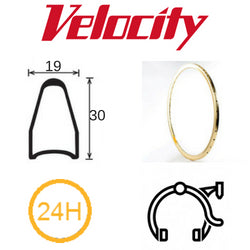 Velocity Pro-Elite Tubular Rim - 700c x 14mm, 24H, Gold Anodised
