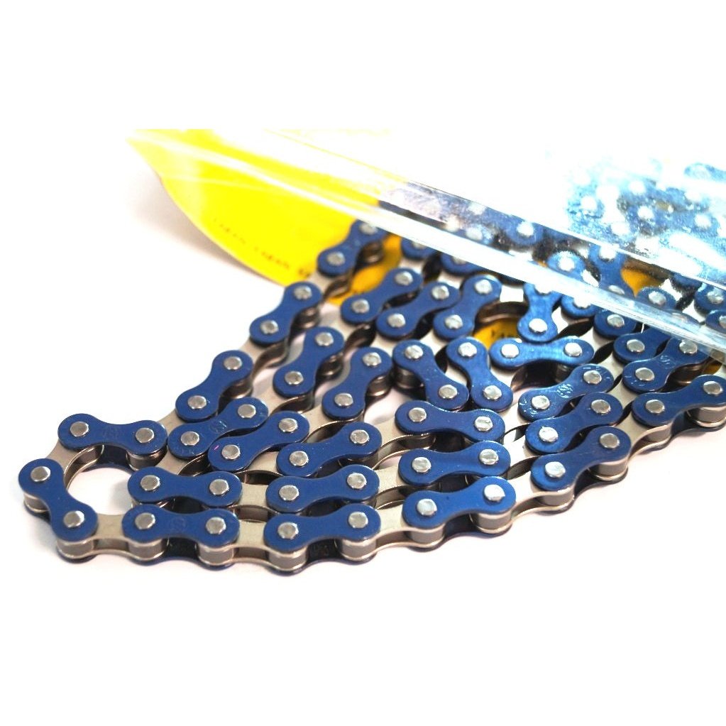 YBN S-410 Single Speed Chain - Nickel/Blue 112L