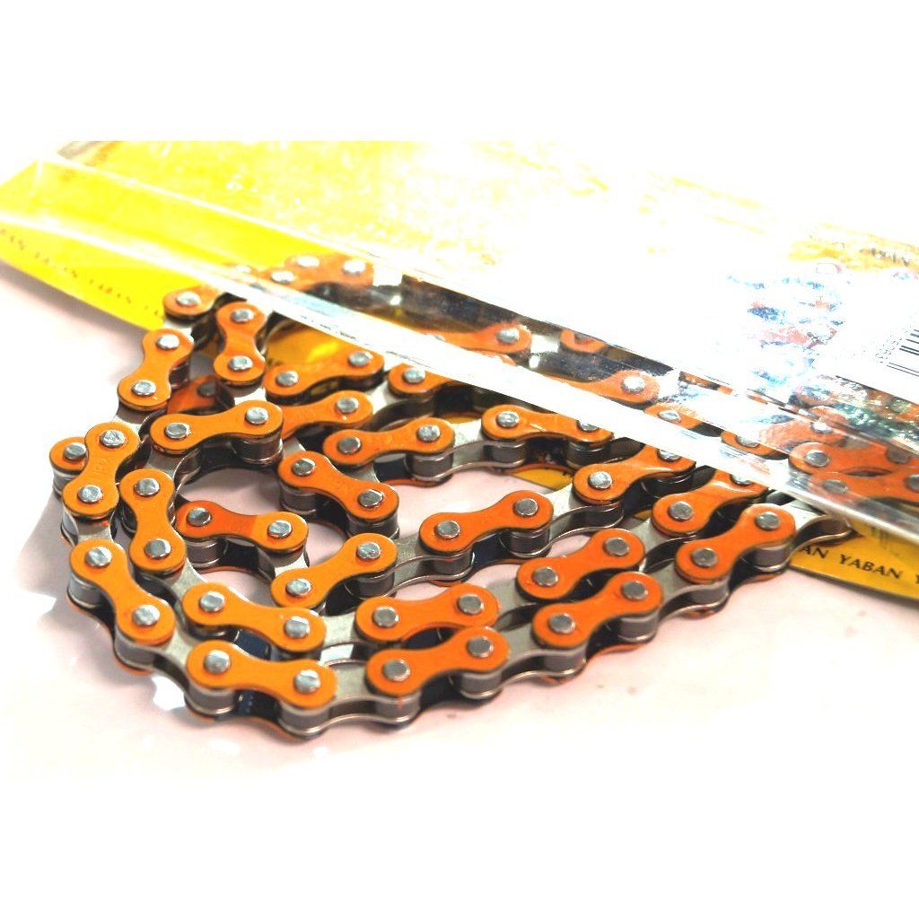 YBN S-410 Single Speed Chain - Nickel/Orange 112L