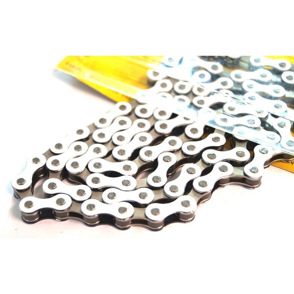 YBN S-410 Single Speed Chain - Nickel/White 112L