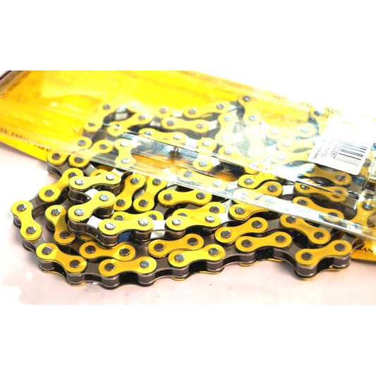 YBN S-410 Single Speed Chain - Nickel/Yellow 112L
